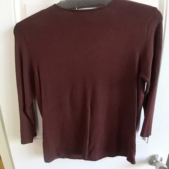 Joseph A Chocolate Brown V Neck 3/4 sleeve large - Picture 3 of 5